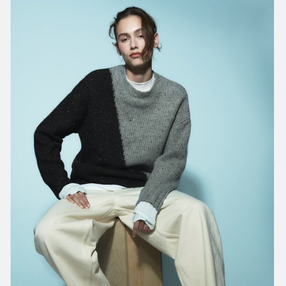 Shop ZARA 2022-23FW COLORBLOCK KNIT SWEATER (5536/250)